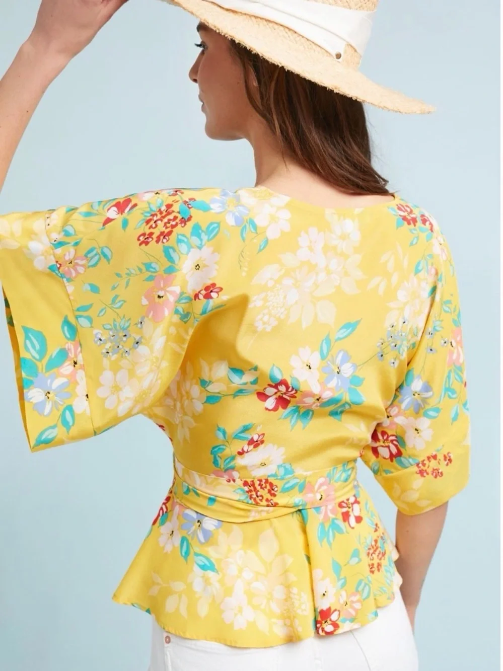 Anthropologie Yumi Kim-Thats A Wrap Happy Days Top Silk Floral-Size Small-NWT